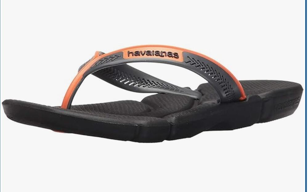 Havaianas Power Black Orange Flip Flops Thong Sandals Mens 7/8 BR 39/40